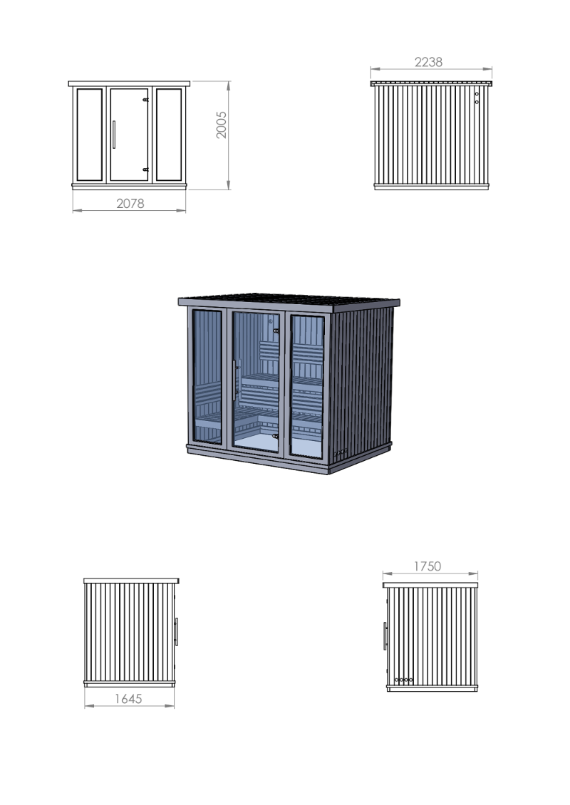Cabin Sauna Gỗ Tuyết Tùng Đỏ Tiết Kiệm Điện 3-4 Người 1.8x1.5m Cabin Sauna Gỗ Tuyết Tùng Đỏ Tiết Kiệm Điện 3-4 Người 1.8x1.5m - Ảnh 2