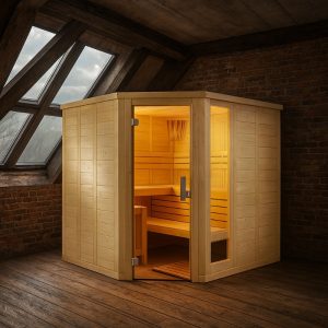 Cabin Xông Hơi Khô Komfort Corner Large 3-4 Người Gỗ Aspen – hình 2