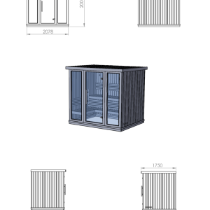 Cabin Xông Hơi Khô Sauna Cabin 224x175 4 Người Gỗ Hemlock