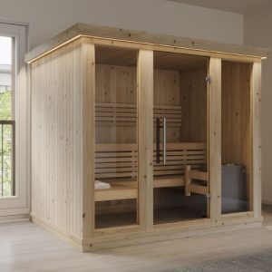 Cabin Xông Hơi Khô Sauna Cabin 224x175 4 Người Gỗ Hemlock – hình 1