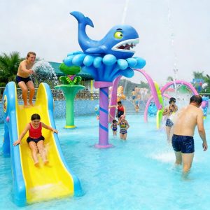 Đài Phun Nước Hình Cá Voi Composite Cho Sân Chơi Nước Trẻ Em
