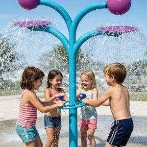 Đài phun nước hình thú composite bền bỉ cho sân chơi nước trẻ em