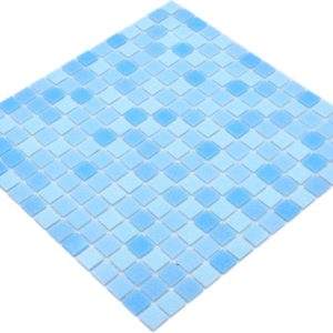Gạch Mosaic Thủy Tinh Hồ Bơi Chuyển Sắc Xanh (Loang Màu) - Bộ 10 Vỉ