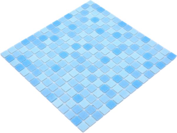 Gạch Mosaic Thủy Tinh Hồ Bơi Chuyển Sắc Xanh (Loang Màu) - Bộ 10 Vỉ