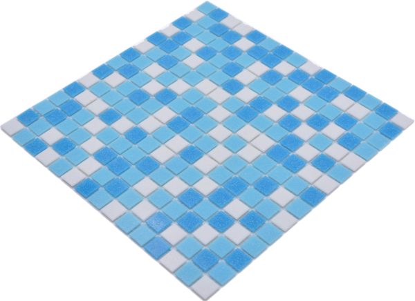 Gạch Mosaic Thủy Tinh Hồ Bơi Chuyển Sắc Xanh (Loang Màu) - Bộ 10 Vỉ