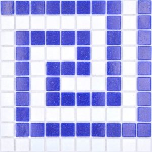 Gạch Mosaic Thủy Tinh Hồ Bơi Trắng Phối Xanh Bóng - Bộ 10 Vỉ - hình 2