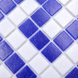 Gạch Mosaic Thủy Tinh Hồ Bơi Trắng Phối Xanh Bóng - Bộ 10 Vỉ - hình 3
