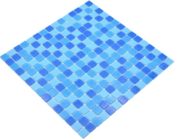 Gạch Mosaic Thủy Tinh Hồ Bơi Xanh Băng Xanh Dương - Bộ 10 Vỉ