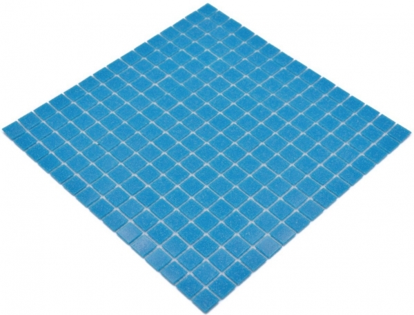 Gạch Mosaic Thủy Tinh Hồ Bơi Xanh Da Trời Nhạt Xanh Dương - Bộ 10 Vỉ