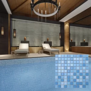 Gạch Mosaic Ceramic Hồ Bơi Màu Xanh Dương Pha Trắng Chống Trơn C7023