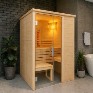 Phòng Xông Hơi Hồng Ngoại Alaska Mini Infra 2 Người Gỗ Thông – hình 1