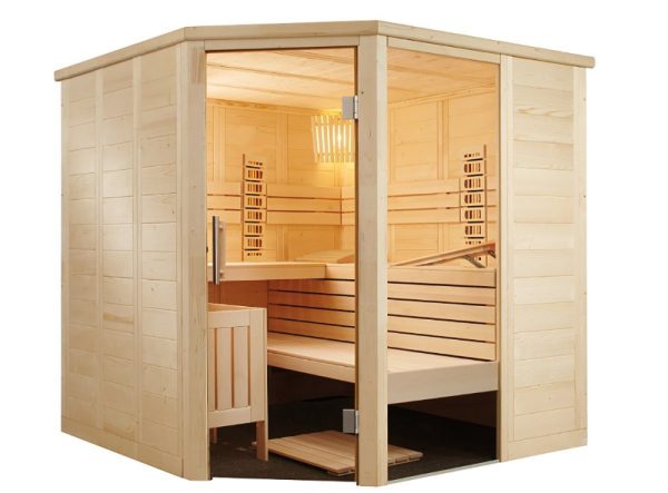 Phòng Xông Hơi Hồng Ngoại Sentiotec Alaska Corner 3-4 Người Gỗ Aspen