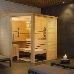 Phòng Xông Hơi Hồng Ngoại Sentiotec Alaska Corner 3-4 Người Gỗ Aspen Phòng Xông Hơi Hồng Ngoại Sentiotec Alaska Corner 3-4 Người Gỗ Aspen – hình 3