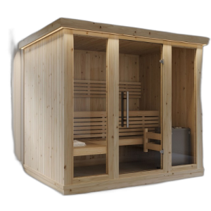 Cabin Sauna Gỗ Tuyết Tùng Đỏ Tiết Kiệm Điện 3-4 Người 1.8x1.5m