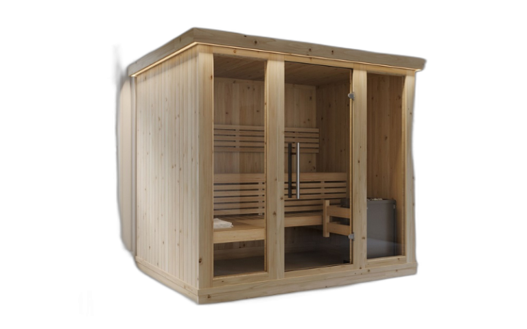 Cabin Sauna Gỗ Tuyết Tùng Đỏ Tiết Kiệm Điện 3-4 Người 1.8×1.5m