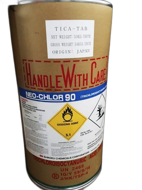 Trang chủ Chlorine Nhật TTCA 90% Viên 200g – Giải pháp vệ sinh hồ bơi tiết kiệm điện